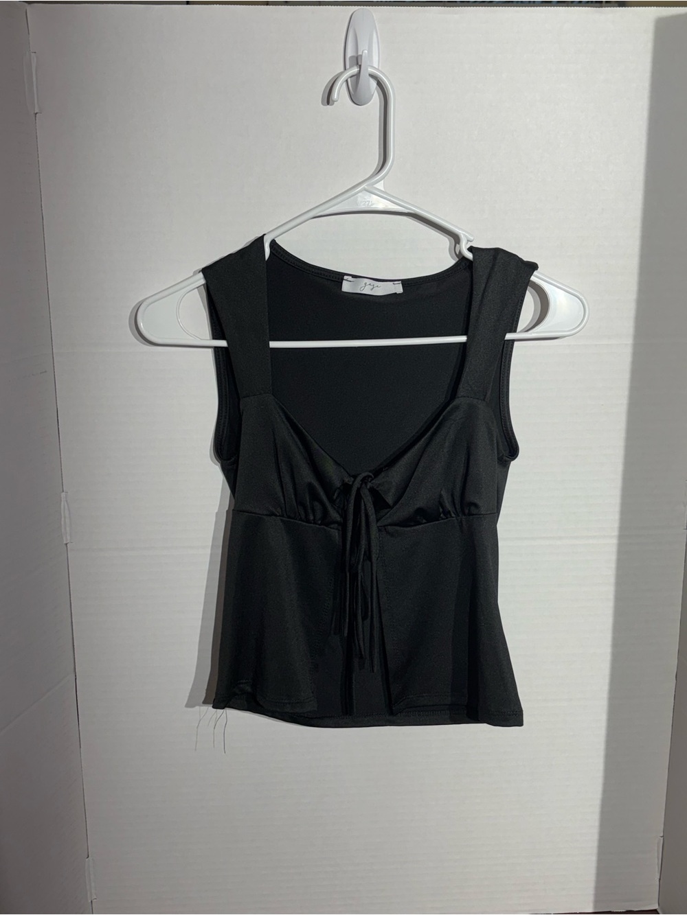 T.J.Maxx Black Tie-Front Crop Tank Top
